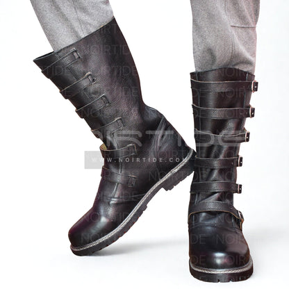 noirtide Custom-Made Multi-Buckle Knee High Renaissance Boots