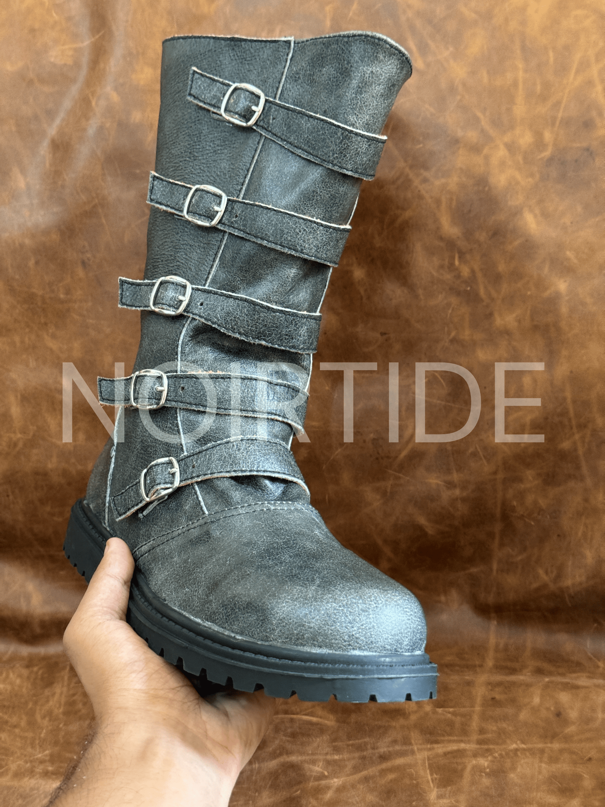 noirtide Custom-Made Multi-Buckle Knee High Renaissance Boots
