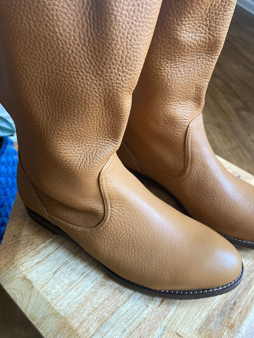 noirtide Customisable Pebble Grain Leather Tan Women Ava Boots