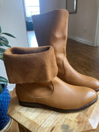 noirtide Customisable Pebble Grain Leather Tan Women Ava Boots