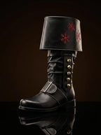 Shaft embroidery detail on custom Santa boots by NOIRTIDE