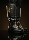 Embroidery pattern detail on NOIRTIDE custom Santa Claus boots