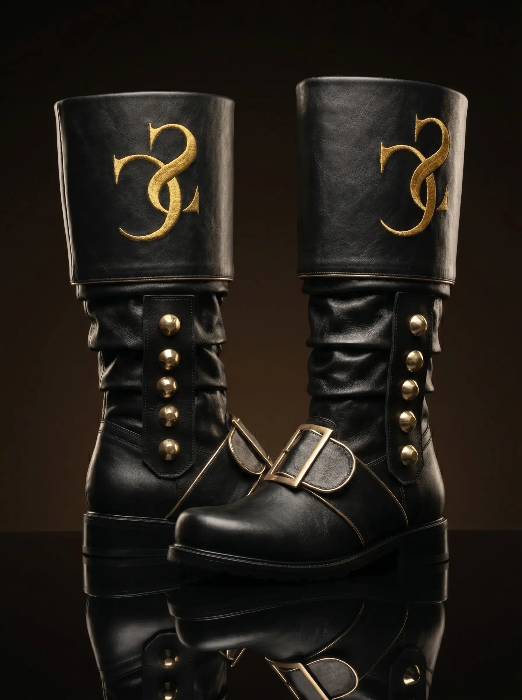 Pair of embroidered Santa Claus boots handcrafted by NOIRTIDE