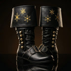Pair of black embroidered Santa Claus boots handcrafted by NOIRTIDE