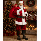 Embroidered Santa Claus boots in black leather — handmade by NOIRTIDE