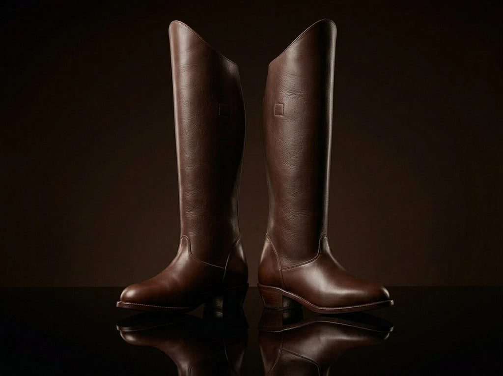 Front view of NOIRTIDE custom western Everett Hitch Appaloosa boots
