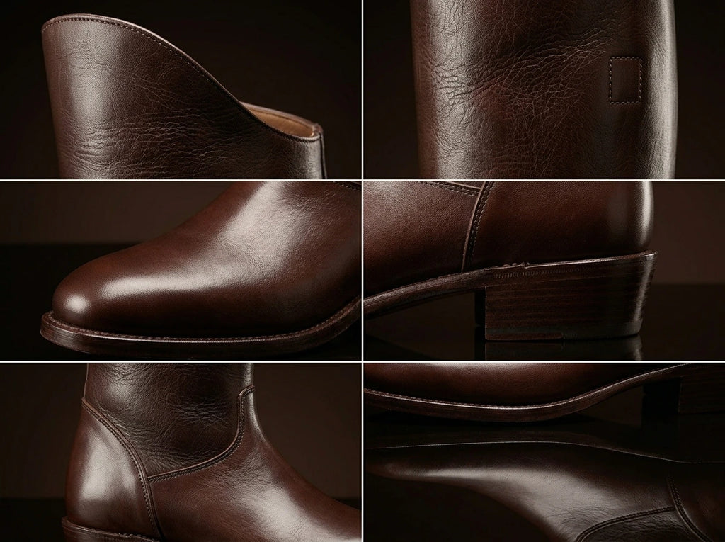 Leather texture on NOIRTIDE Everett Hitch Appaloosa western boots