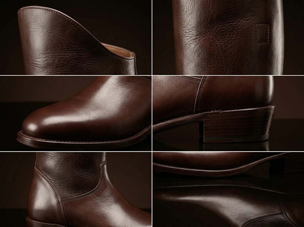 Leather texture on NOIRTIDE Everett Hitch Appaloosa western boots