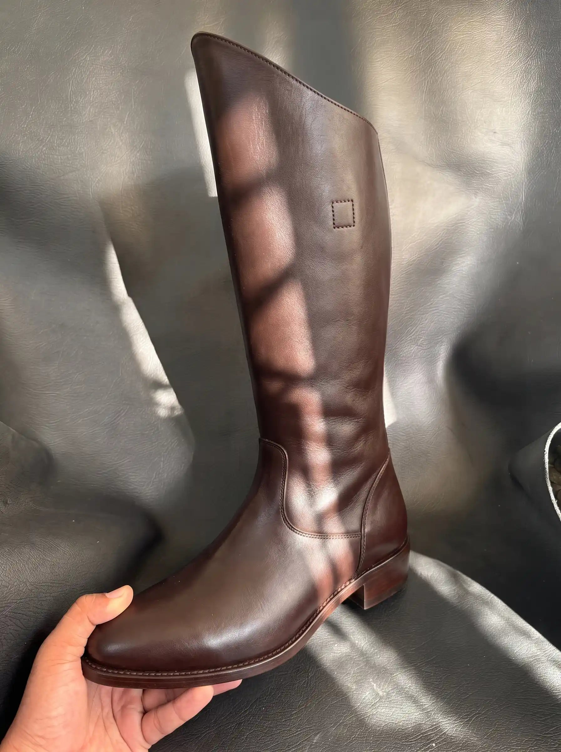 Everett Hitch Appaloosa western boots in brown genuine leather — NOIRTIDE