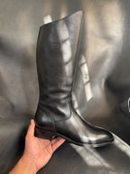 Everett Hitch Appaloosa western boots in black genuine leather — NOIRTIDE