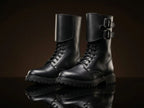 Front view of NOIRTIDE French Army Ranger boots in genuine leather