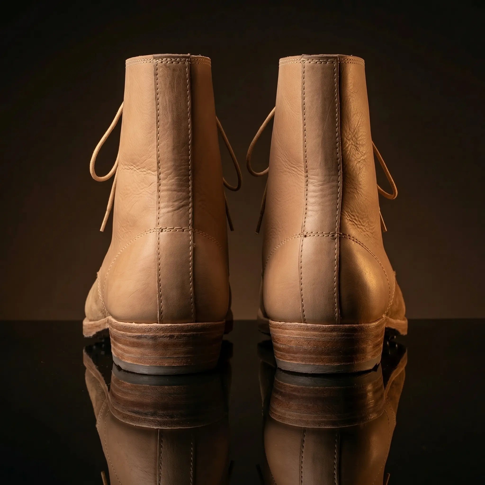 Pair of authentic German M43 natural leather boots by NOIRTIDE