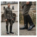 Black leather close-up on NOIRTIDE German Officer jackboots