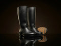 German Officer jack boots in black leather with hobnail sole — NOIRTIDE