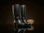 German Officer jack boots in black leather with hobnail sole — NOIRTIDE
