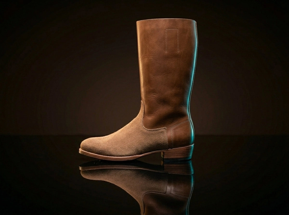 Brown leather texture on NOIRTIDE authentic German WWII jackboots