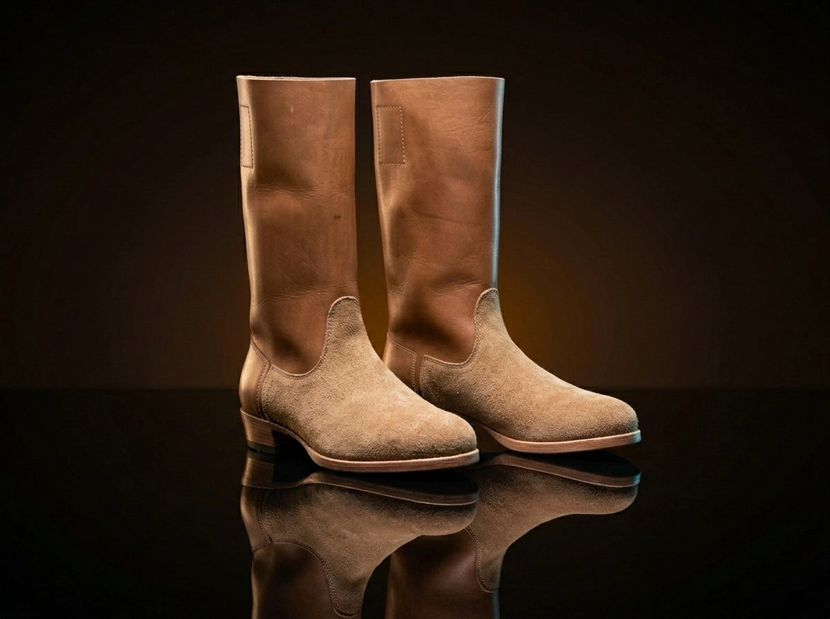 WWII jackboots in black leather — handmade Wehrmacht reenactment footwear by NOIRTIDE