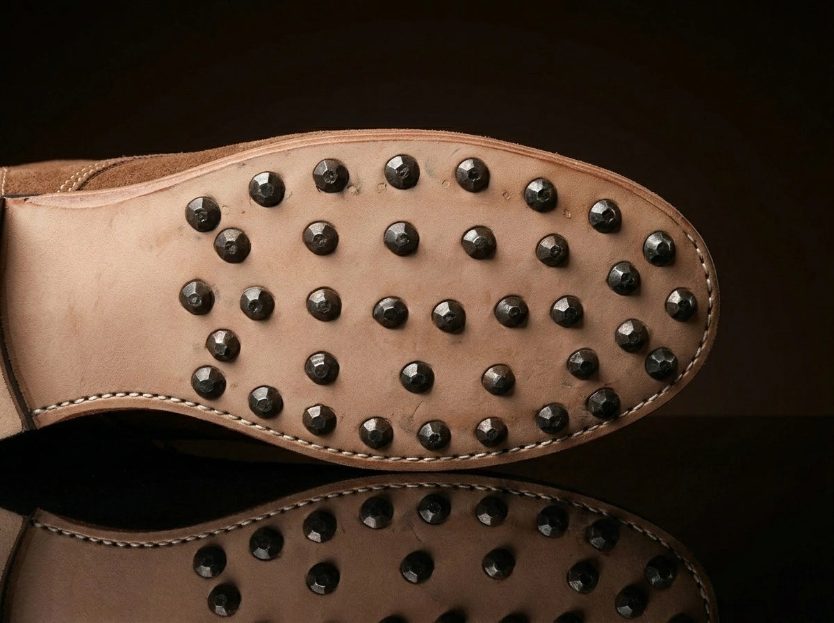 Sole detail on handmade German WWII jackboots by NOIRTIDE