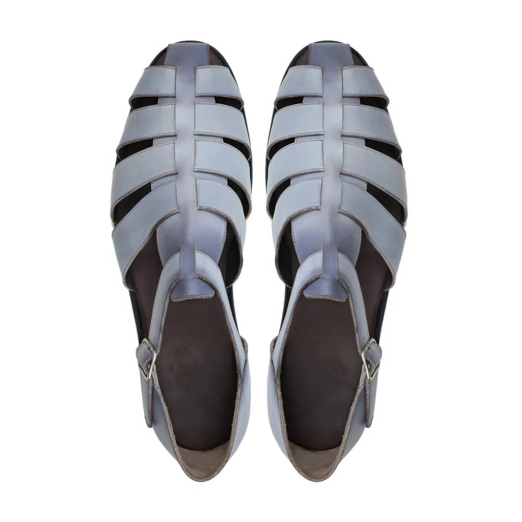 Noirtide Gray Calf Leather Men Sandal