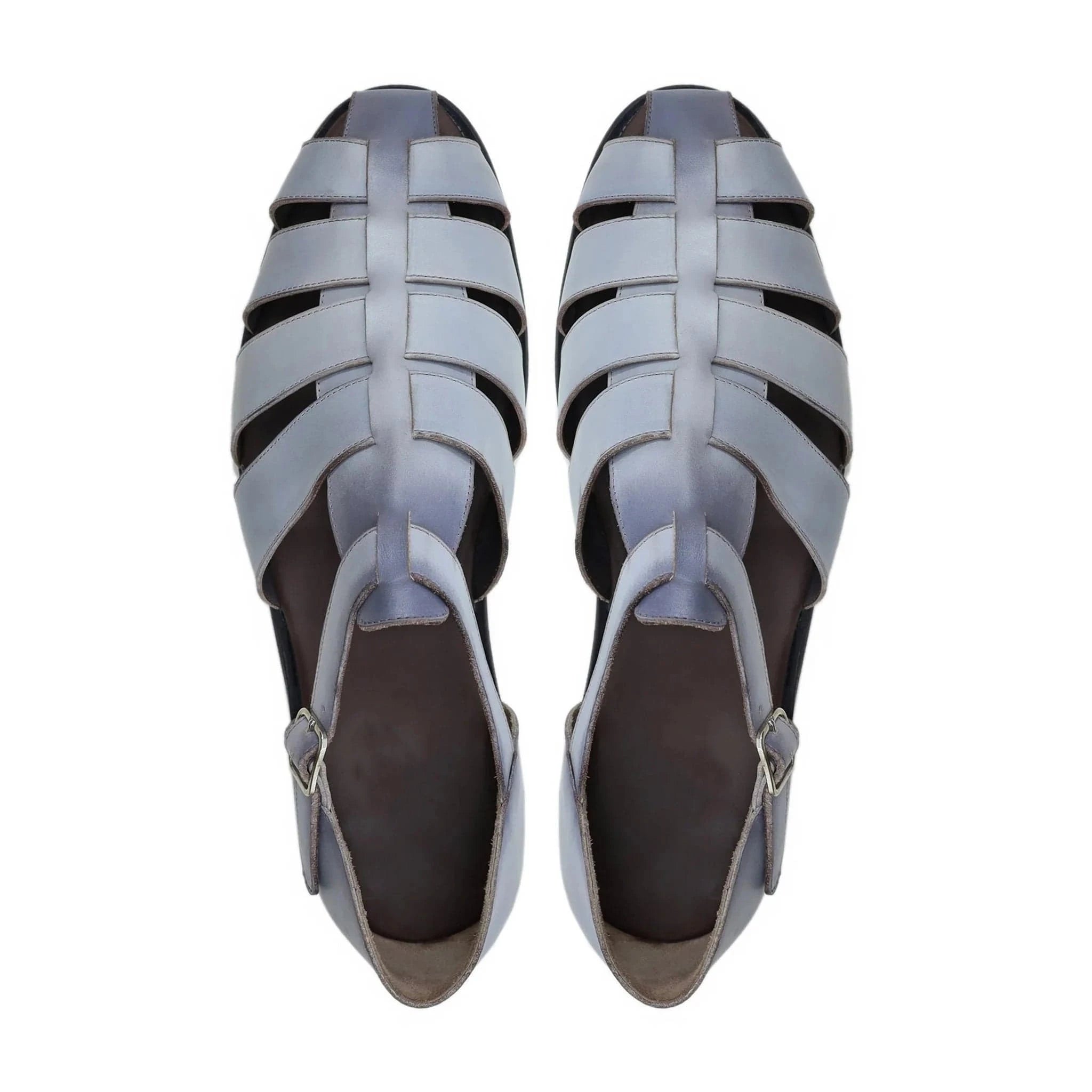 Noirtide Gray Calf Leather Men Sandal