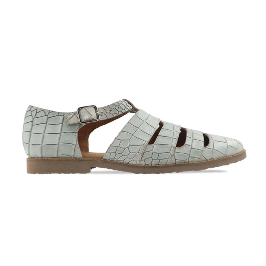 Noirtide Grey Crocodile Leather Men Sandal