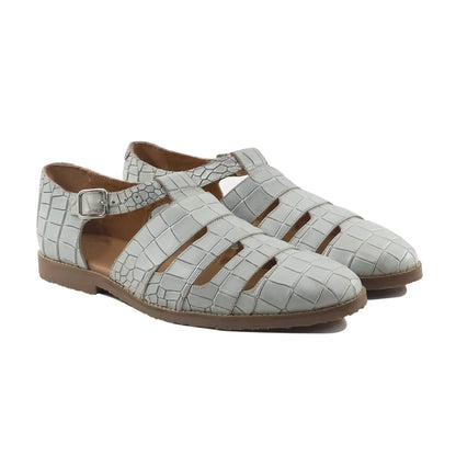 Noirtide Grey Crocodile Leather Men Sandal