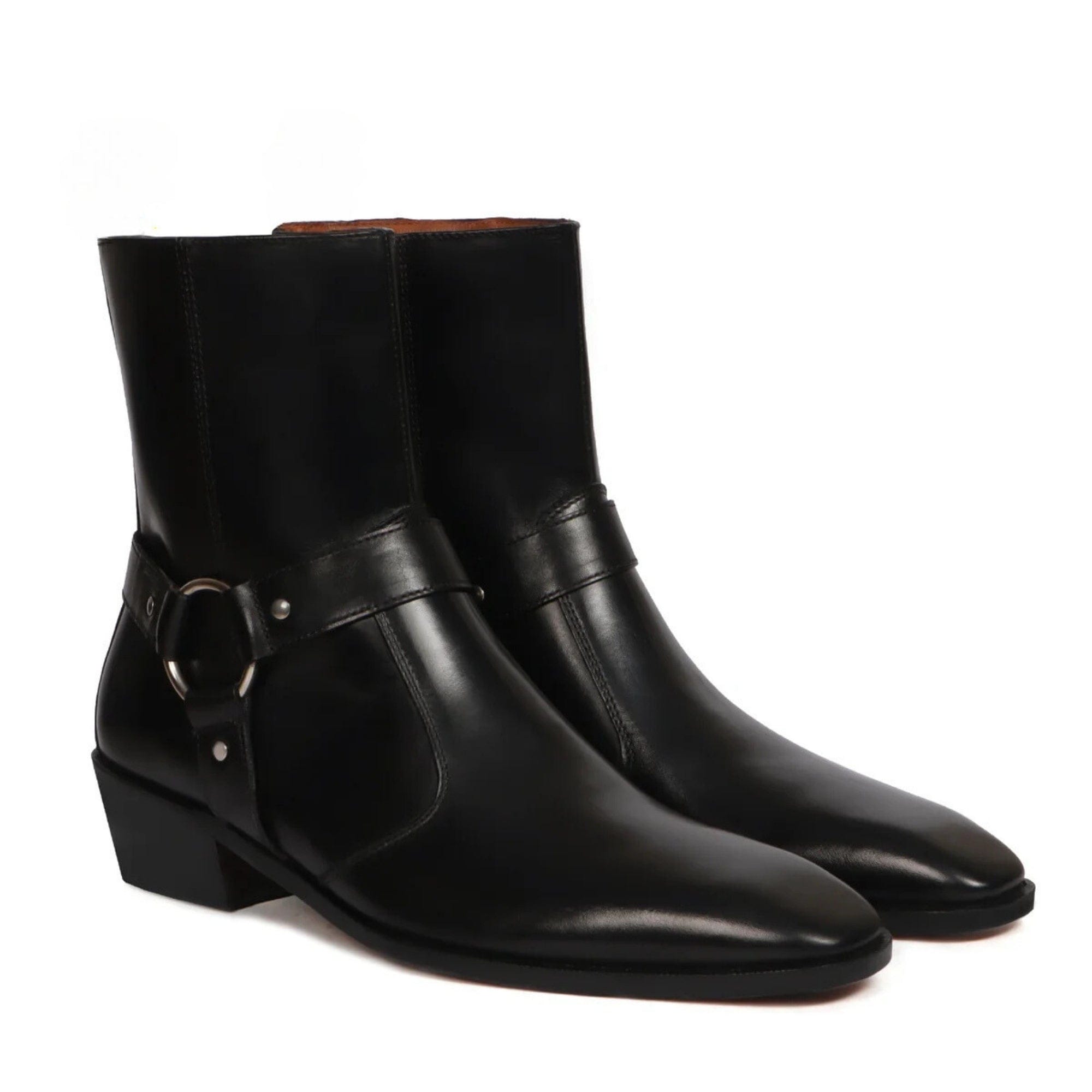 noirtide Handmade Custom Black Calf Leather Jodhpur Boots