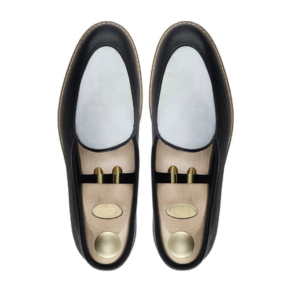 Noirtide Handmade Custom Black Calf Leather Mens Loafers