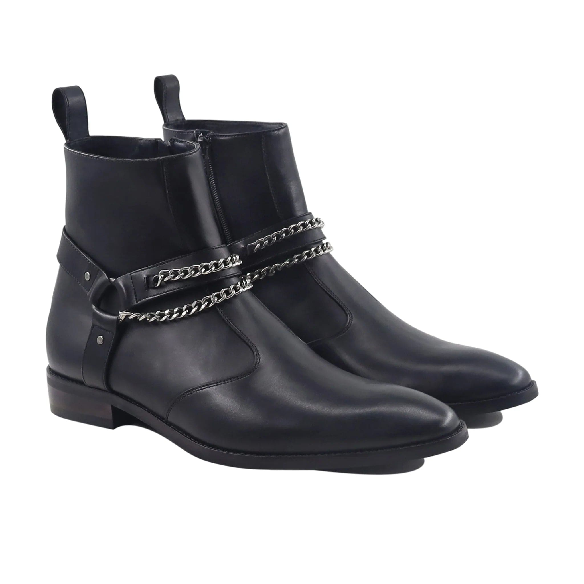 noirtide Handmade Custom Black Leather Jodhpur Boots For Men