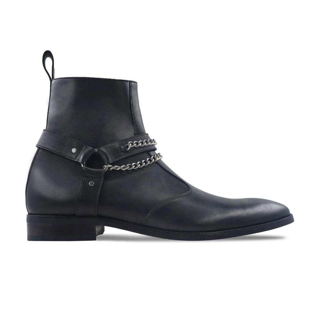 noirtide Handmade Custom Black Leather Jodhpur Boots For Men