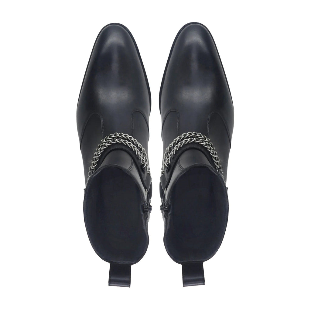 noirtide Handmade Custom Black Leather Jodhpur Boots For Men