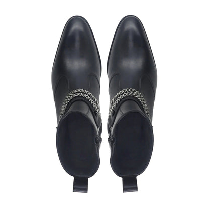 noirtide Handmade Custom Black Leather Jodhpur Boots For Men