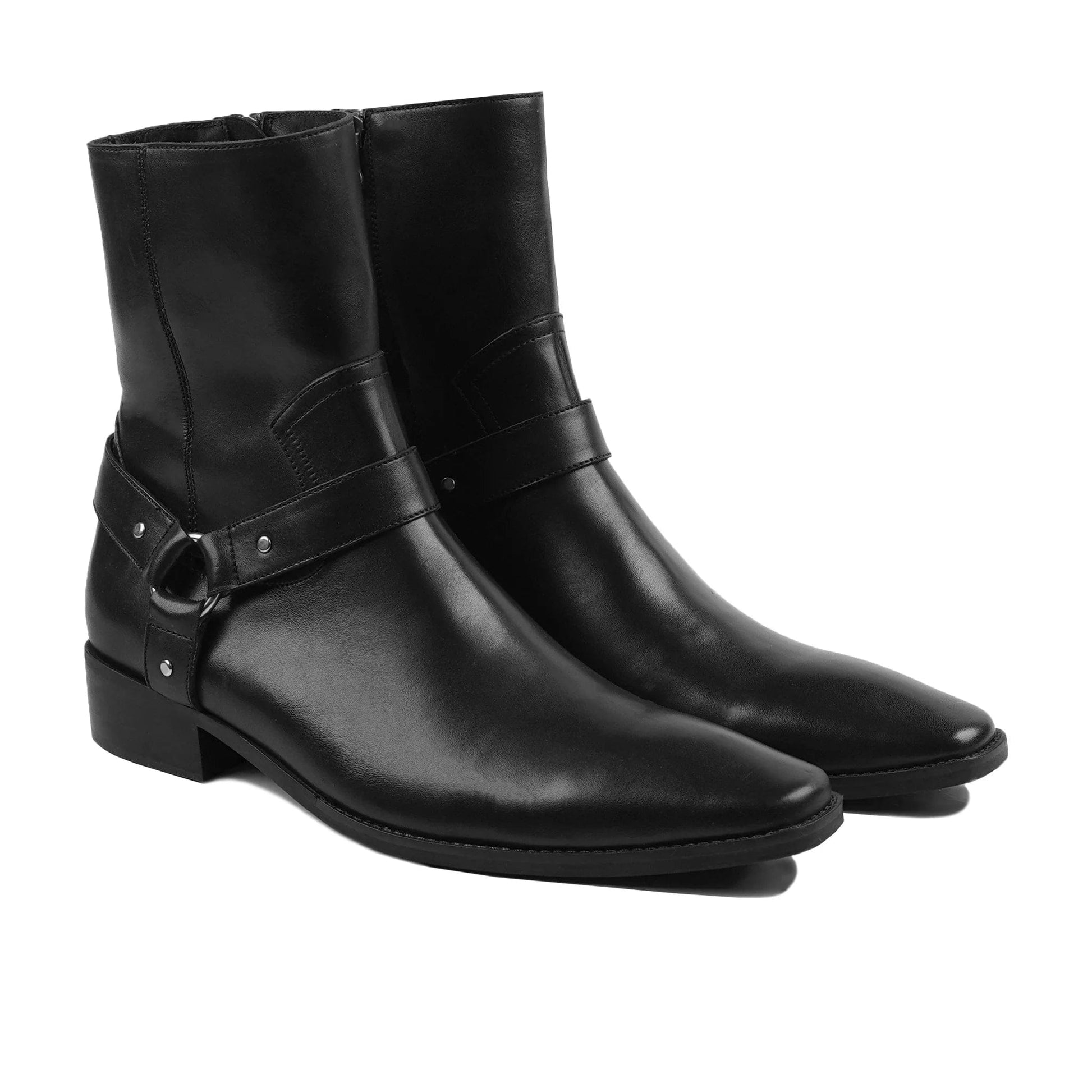 noirtide Handmade Custom Black Leather Jodhpur Boots For Men