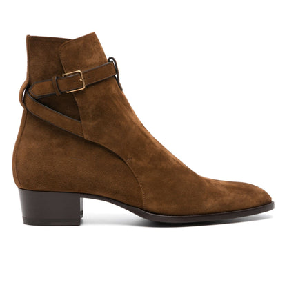 noirtide Handmade Custom Brown Calf Leather Ankle Boots For Men