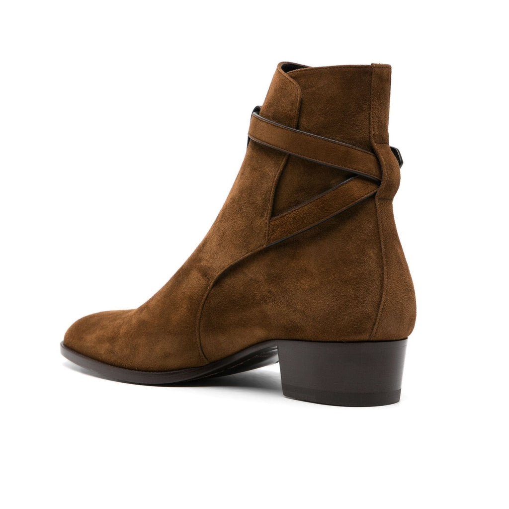 noirtide Handmade Custom Brown Calf Leather Ankle Boots For Men