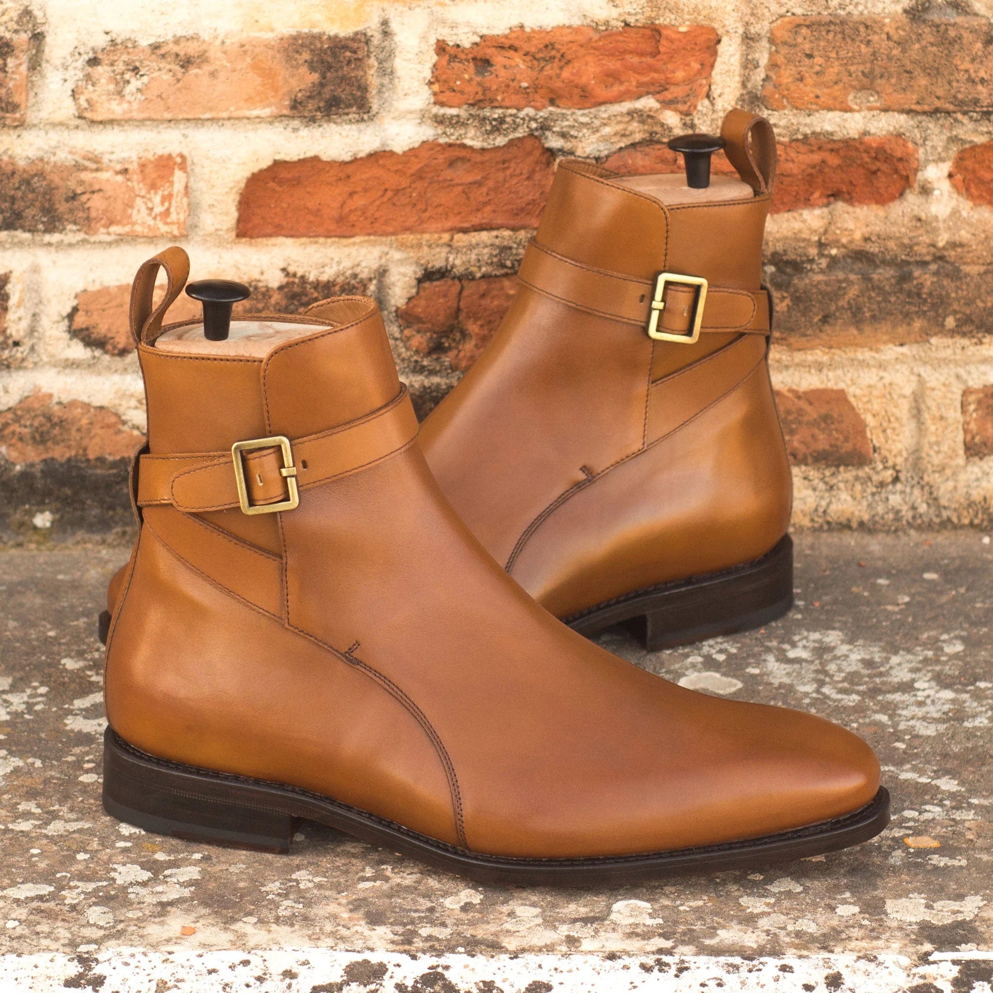 noirtide Handmade Custom Brown Calf Leather Jodhpur Boots