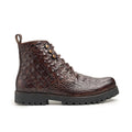 noirtide Handmade Custom Brown Crocodile Pattern Leather Laceup Boots For Men