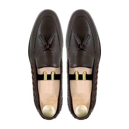 Noirtide Handmade Custom Brown Leather Mens Loafers