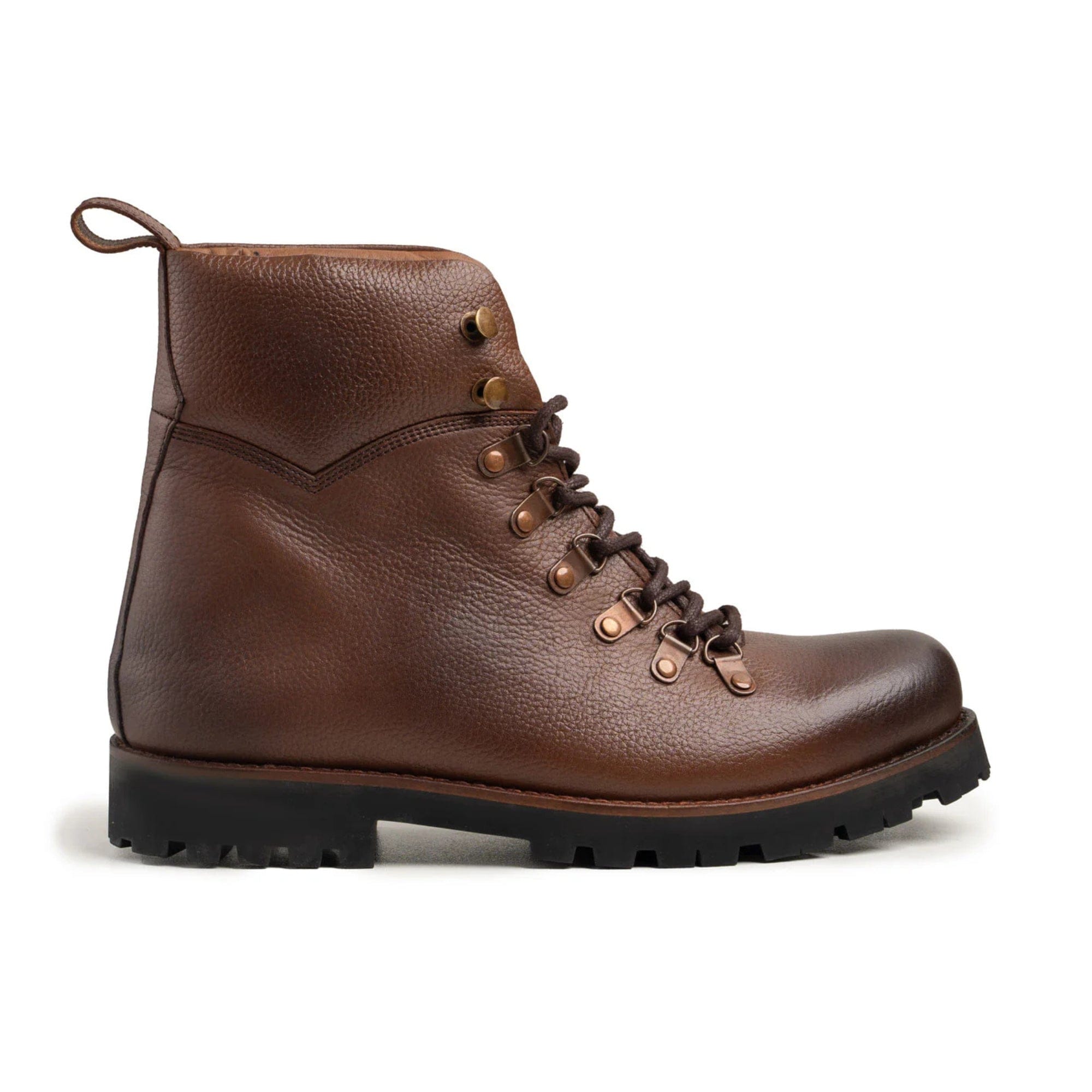 noirtide Handmade Custom Brown Pebble Leather Laceup Boots For Men