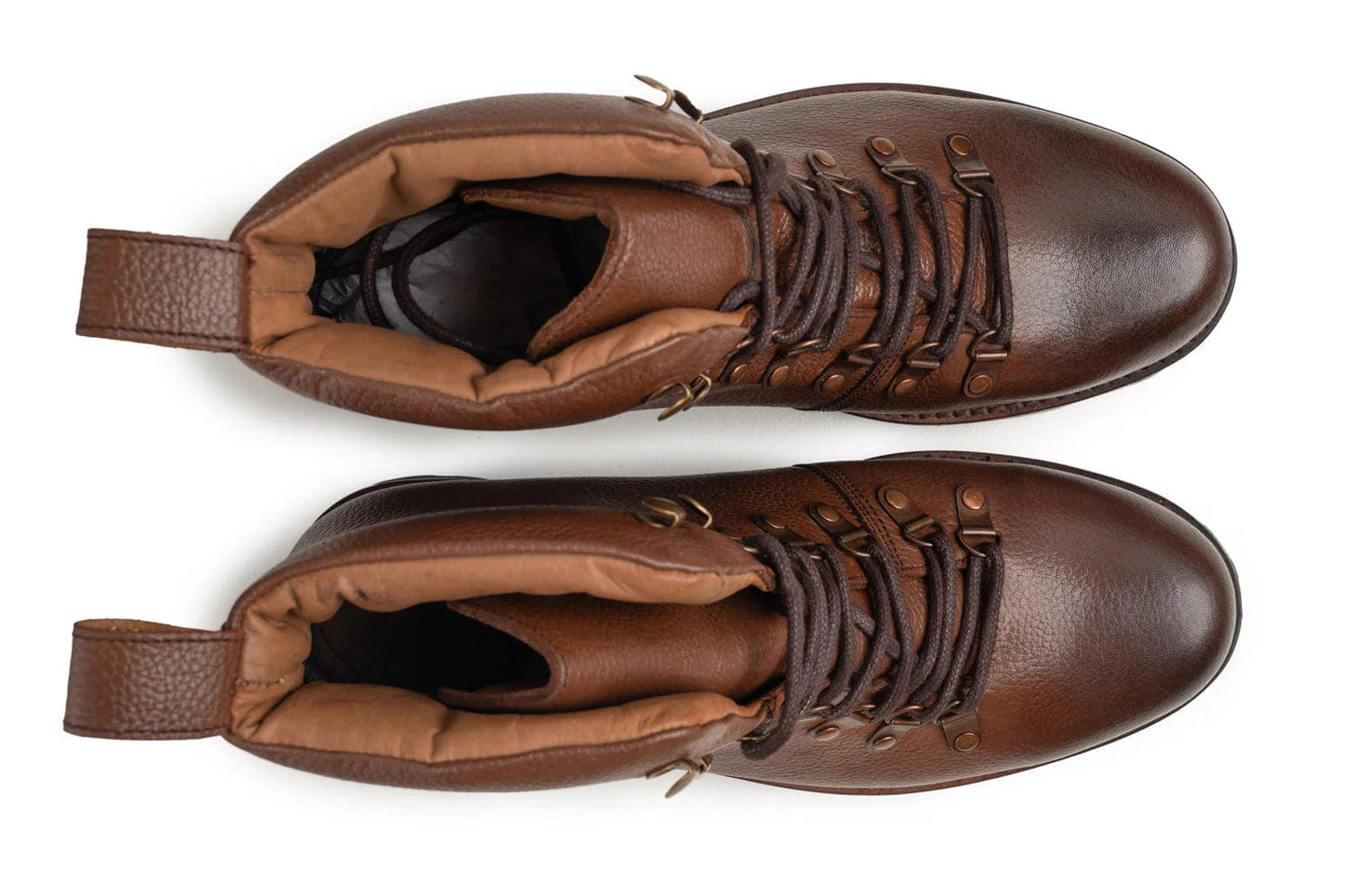 noirtide Handmade Custom Brown Pebble Leather Laceup Boots For Men