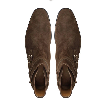 noirtide Handmade Custom Brown Suede Leather Jodhpur Boots For Men