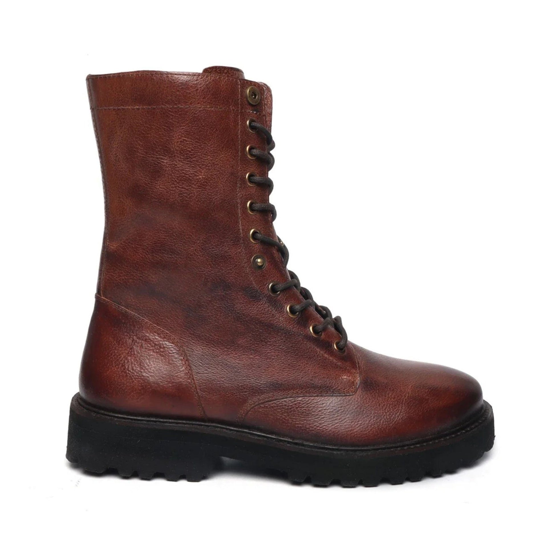 noirtide Handmade Custom Burnished Oxblood Calf Leather Mens Boot