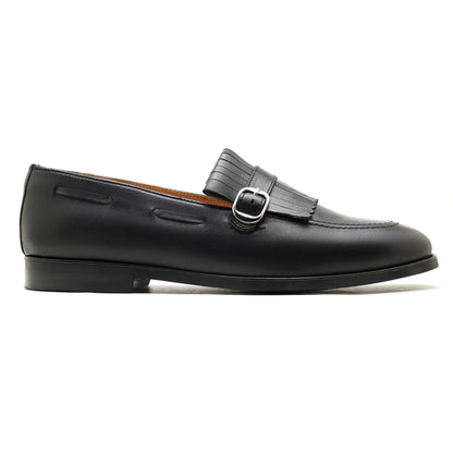 noirtide Handmade Custom Calf Leather Black Mens Loafers