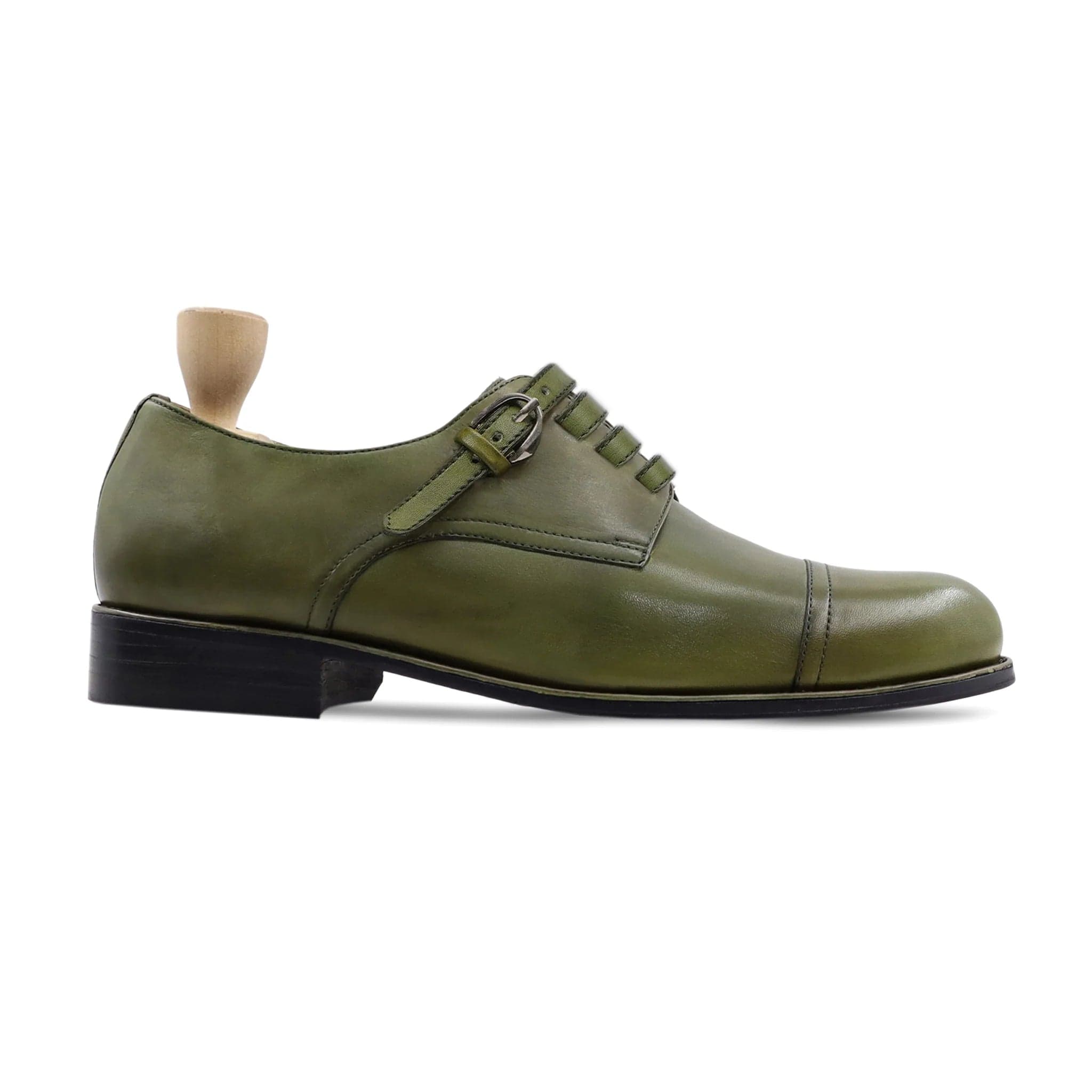 noirtide Handmade, Custom Calf Leather Olive Green Men Oxford Shoes