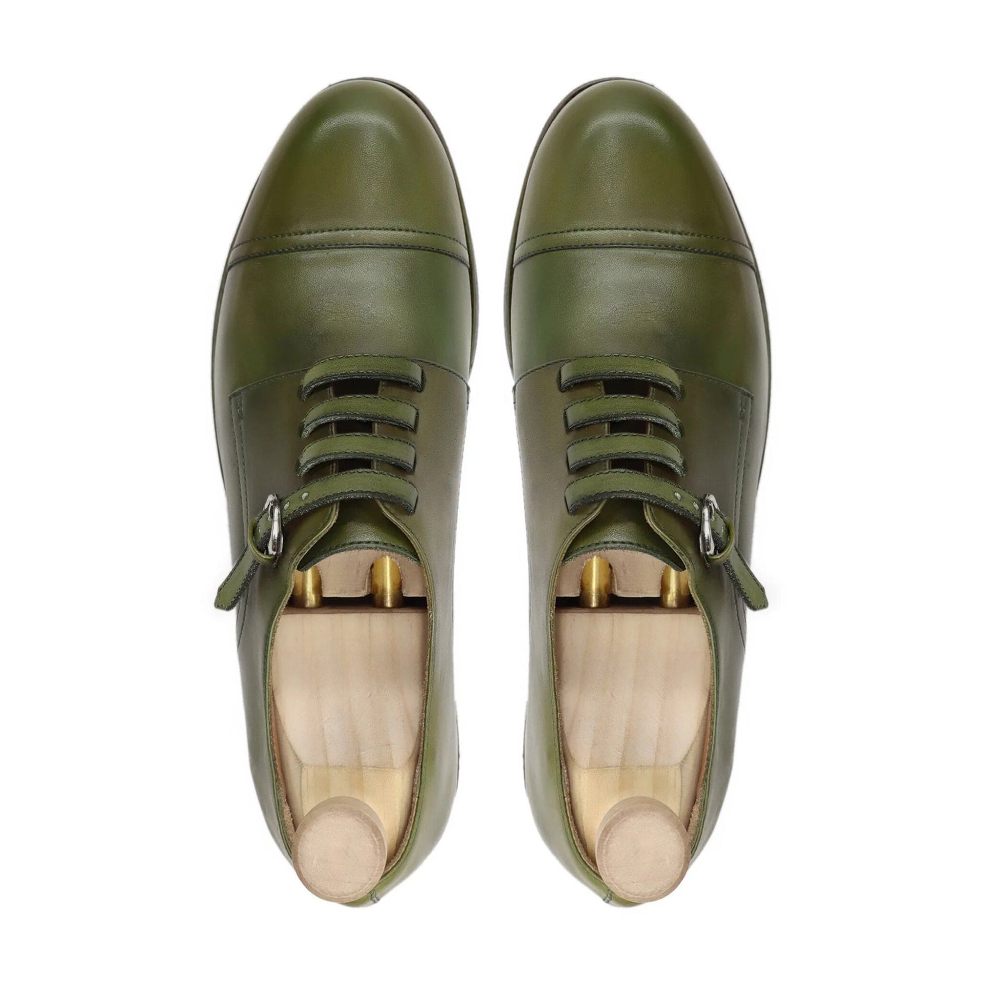 noirtide Handmade, Custom Calf Leather Olive Green Men Oxford Shoes
