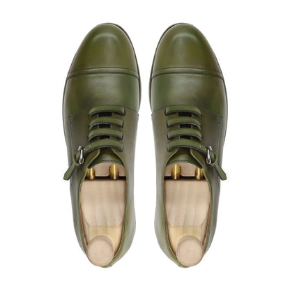 noirtide Handmade, Custom Calf Leather Olive Green Men Oxford Shoes
