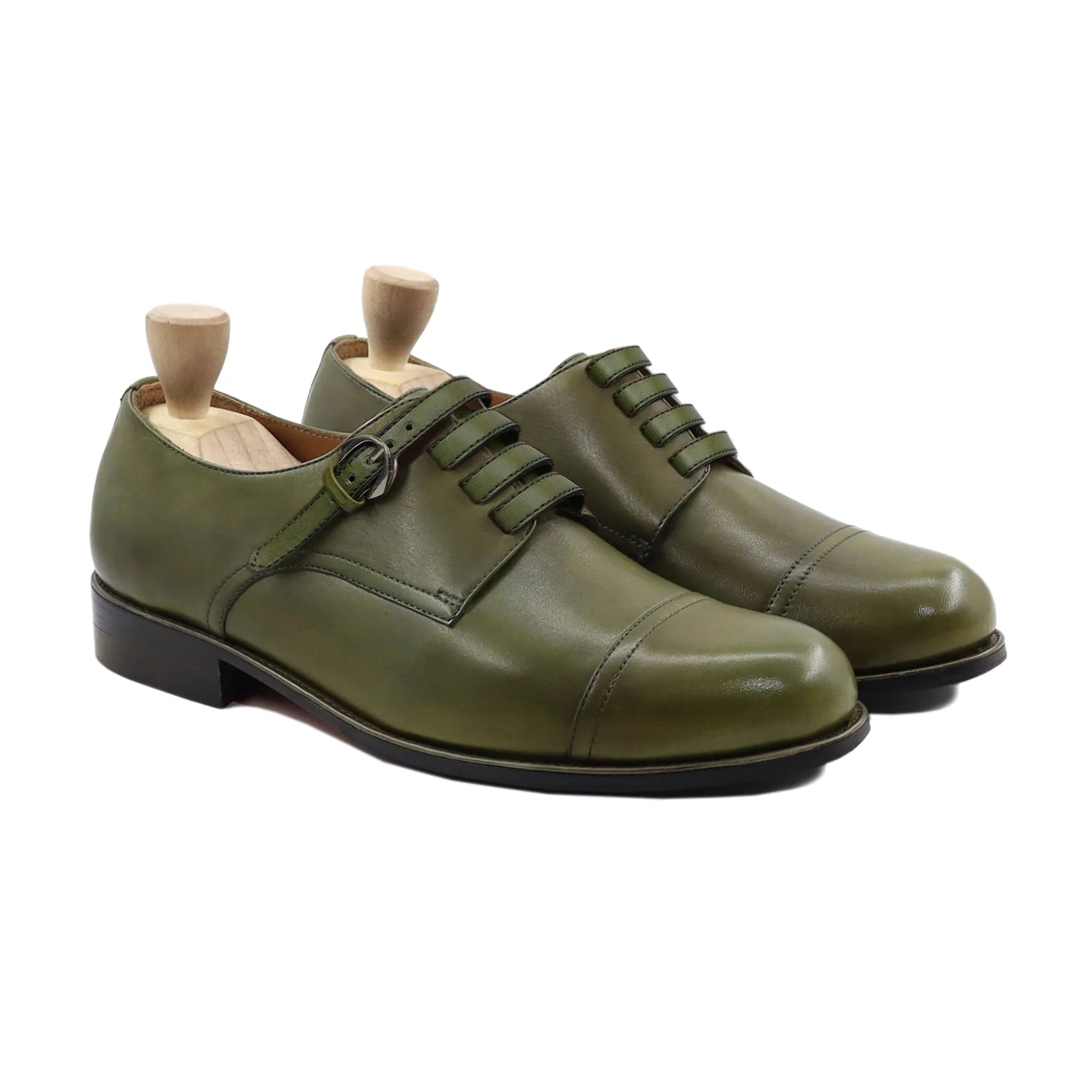 noirtide Handmade, Custom Calf Leather Olive Green Men Oxford Shoes