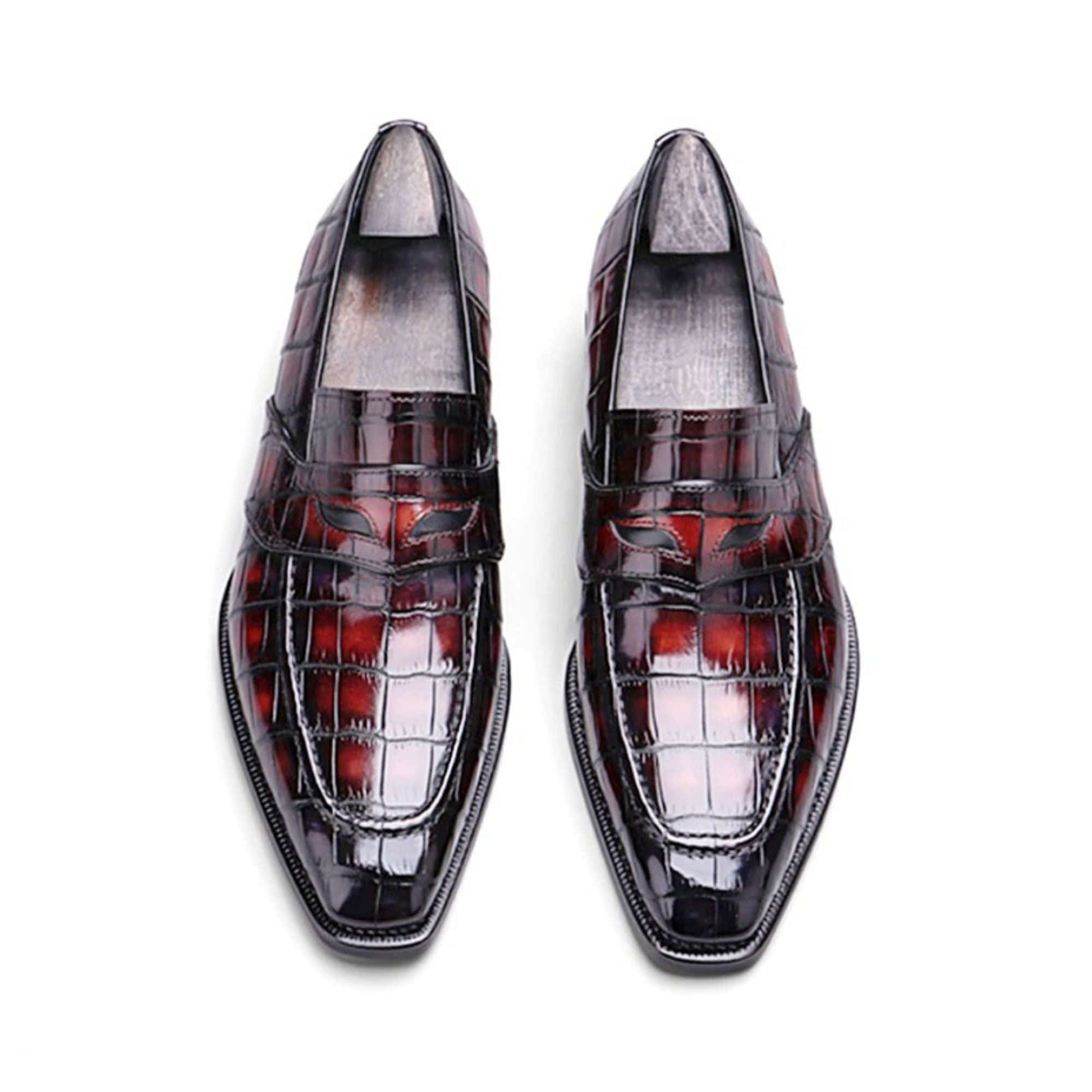 noirtide Handmade, Custom Crocodile Pattern Leather Loafer