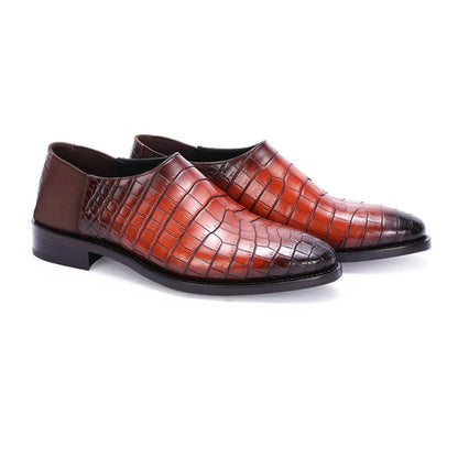 noirtide Handmade, Custom Crocodile Pattern Men Leather Loafer