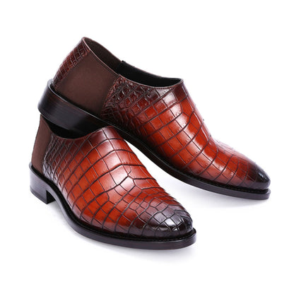 noirtide Handmade, Custom Crocodile Pattern Men Leather Loafer